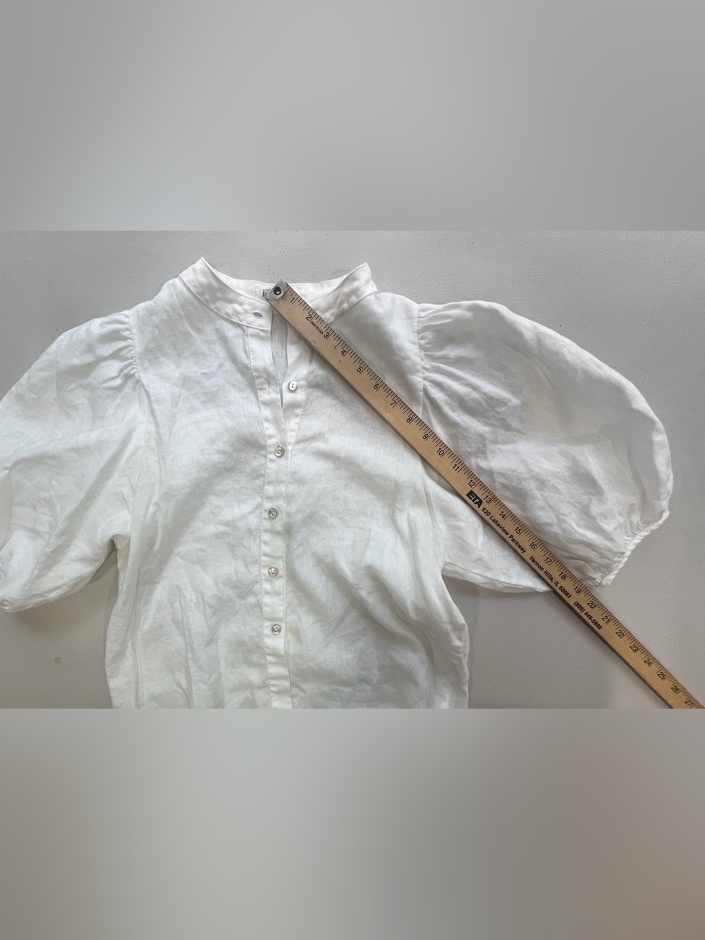 Lanhtropy White 100% Linen Puff Sleeve Button Blouse XS - Picture 8 of 12